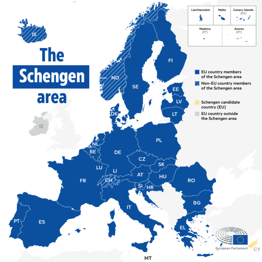 Croatia (HR) within EU and Schengen Area